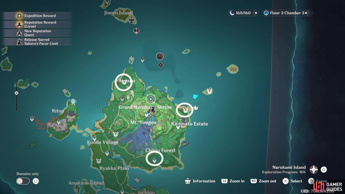 Torii Gate locations. 
