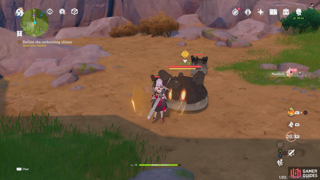 Normal attacks are more than sufficient for dealing with these Geo Slimes.