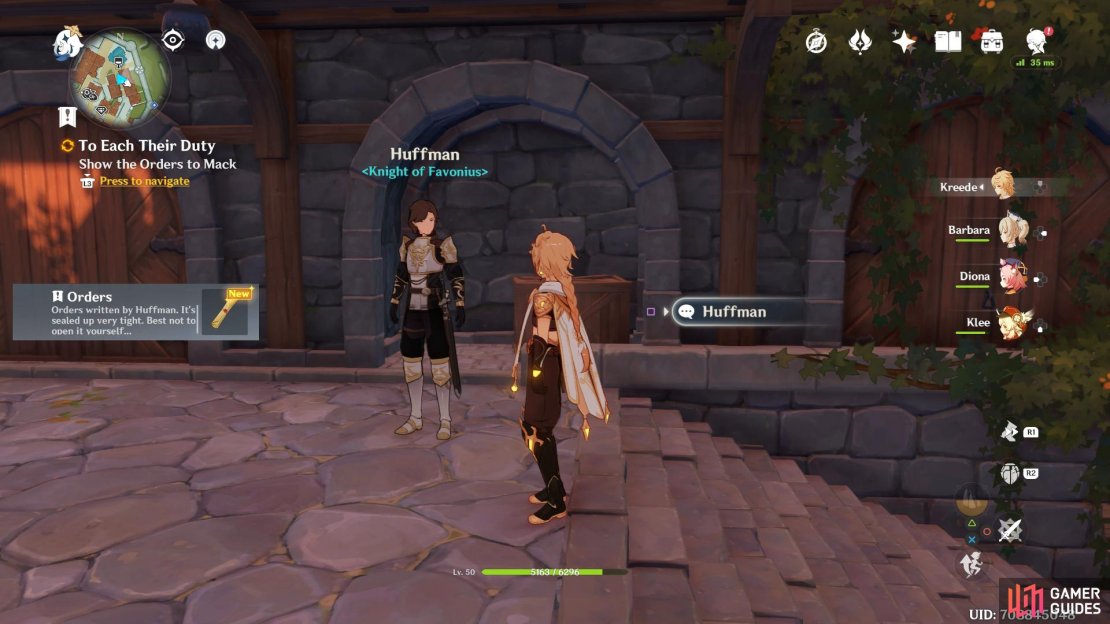 Huffman can be found outside the Angel’s Share Tavern in Mondstadt