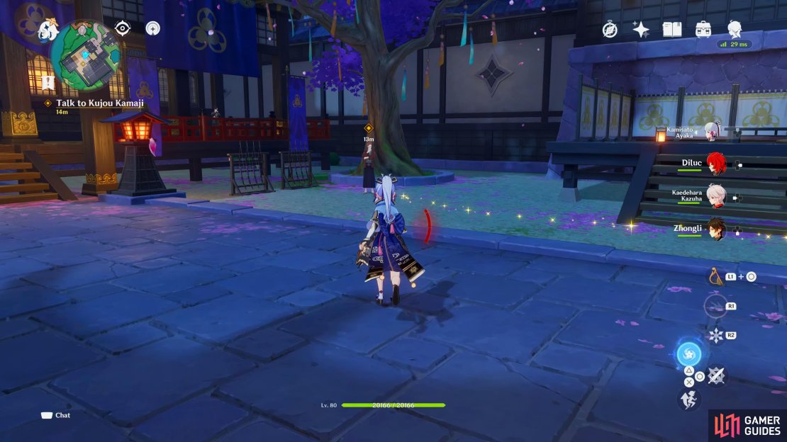 Kamaji will be by the tree in the middle of the estate.