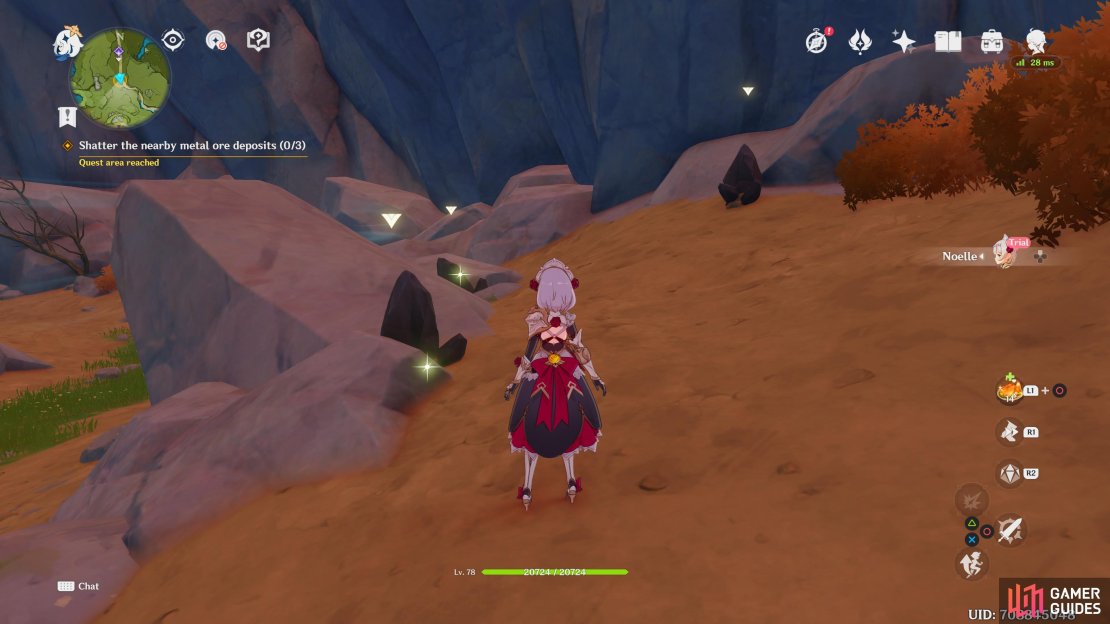 Attack the three dark gray deposits with normal attacks.