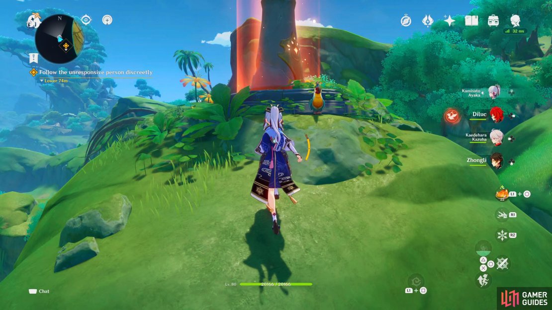 After the scene, interact with the Statue of the Seven to unveil the Map.