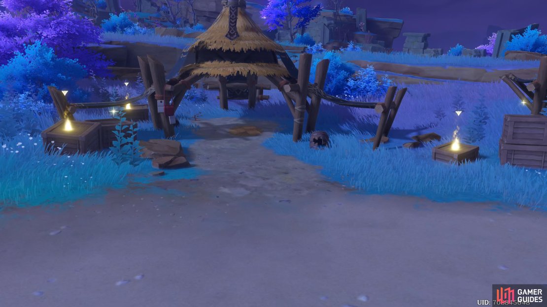 All three of the materials you need are hidden in the crates around the hut.