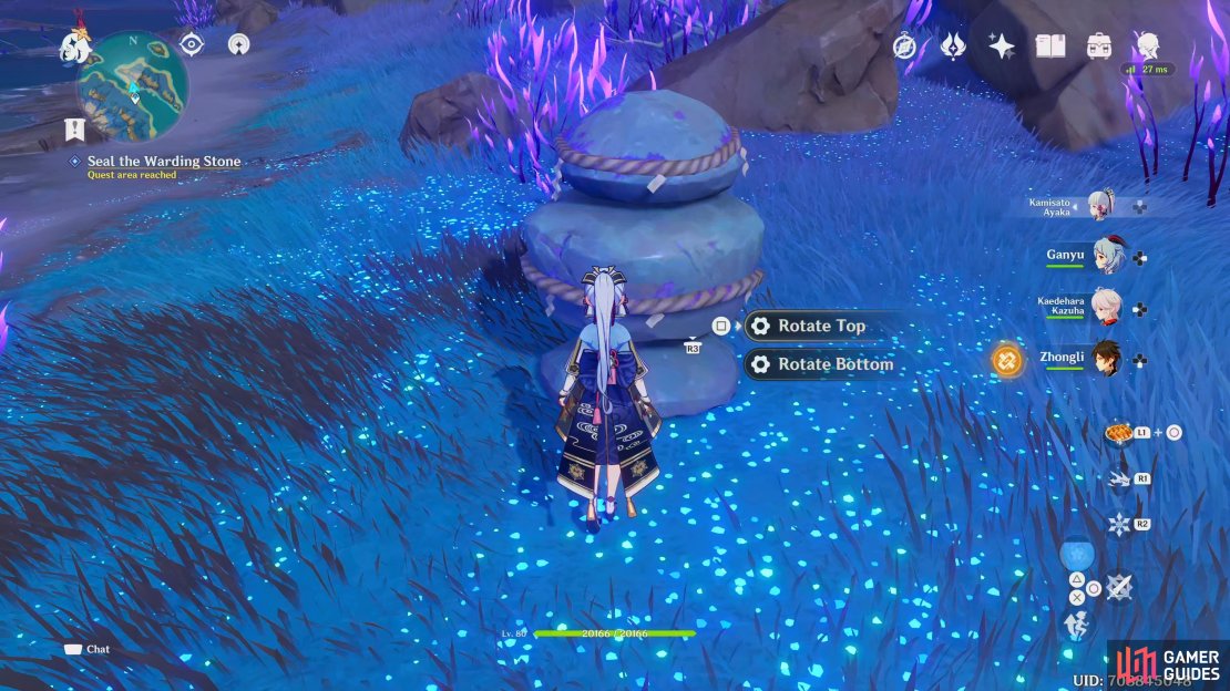 Rotate the top portion of the warding stone three times to complete the puzzle.