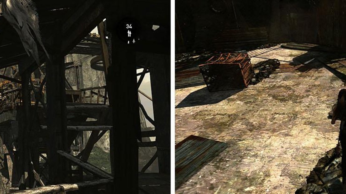 Check the area carefully so you don’t miss the salvage (left) or Food Cache (right).