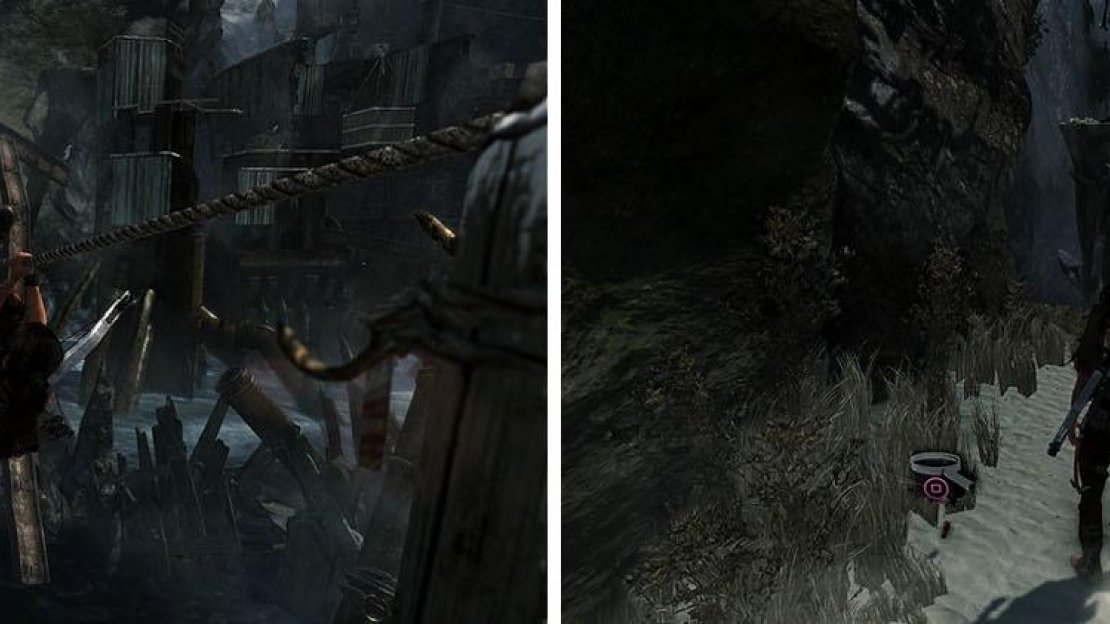 Take the left path to collect the GPS Cache on a ledge near the wrecked ship.