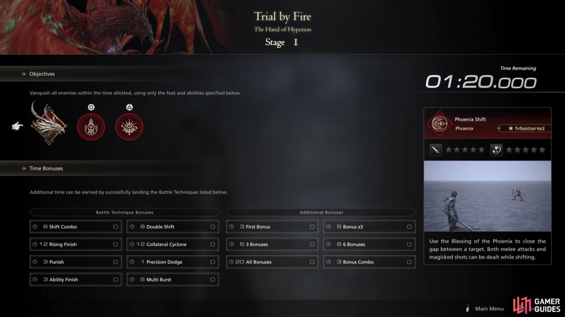 Stage 1 will give you the Rising Flames and Scarlet Cyclone abilities.