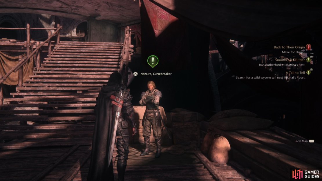 Speak with Nazaire in the Hideaway to begin this quest.