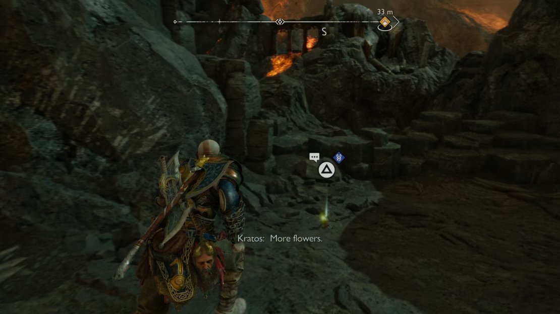 Look to the south from the blacksmith to find the flower here.