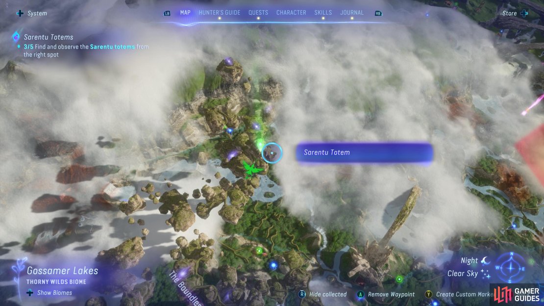 Head to the floating mountains of Gossamer Lakes to find this Sarentu Totem