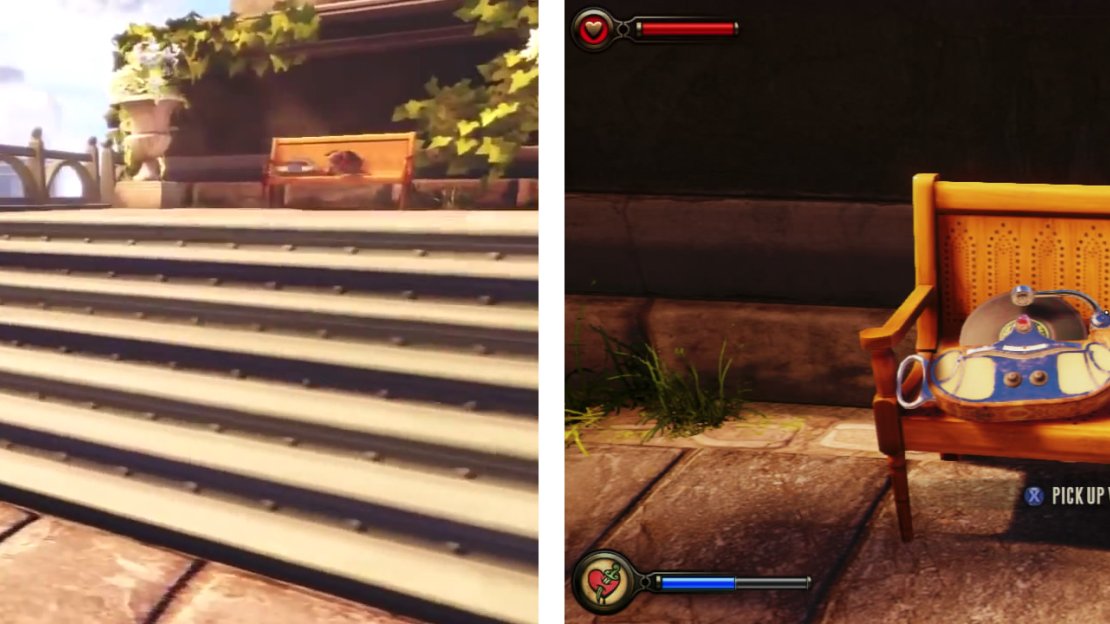 Look at the base of the morphing statue to find a Voxophone on a bench.