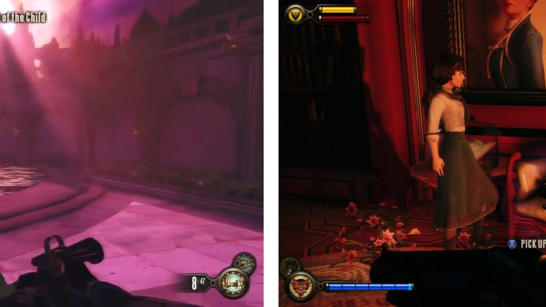 Work your way through the memorial (left) and find the Voxophone in front of a fireplace (right) as you go.