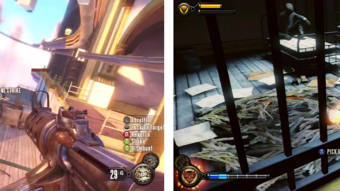 During the fight outside the police station (left), enter the ground floor of the building to find an Infusion Upgrade (right).
