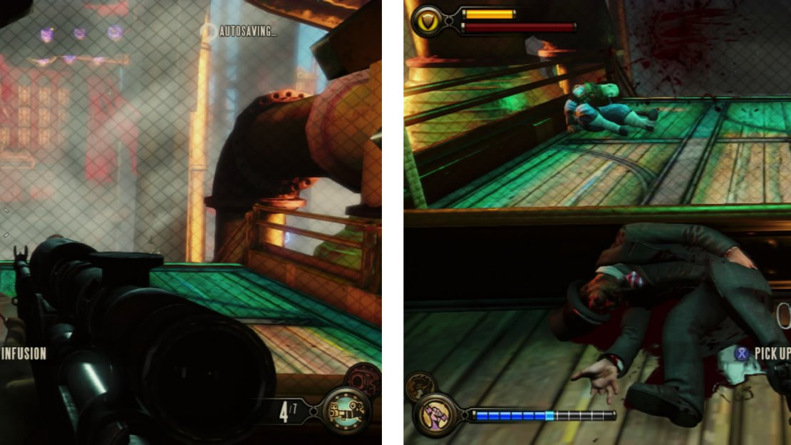 After speaking with Elizabeth grab the Infusion (left) and Voxophone (right) before following her.