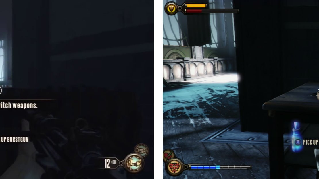 Avoid the Boy of Silence (left). Behind him is a piece of Gear and a Voxophone (right).
