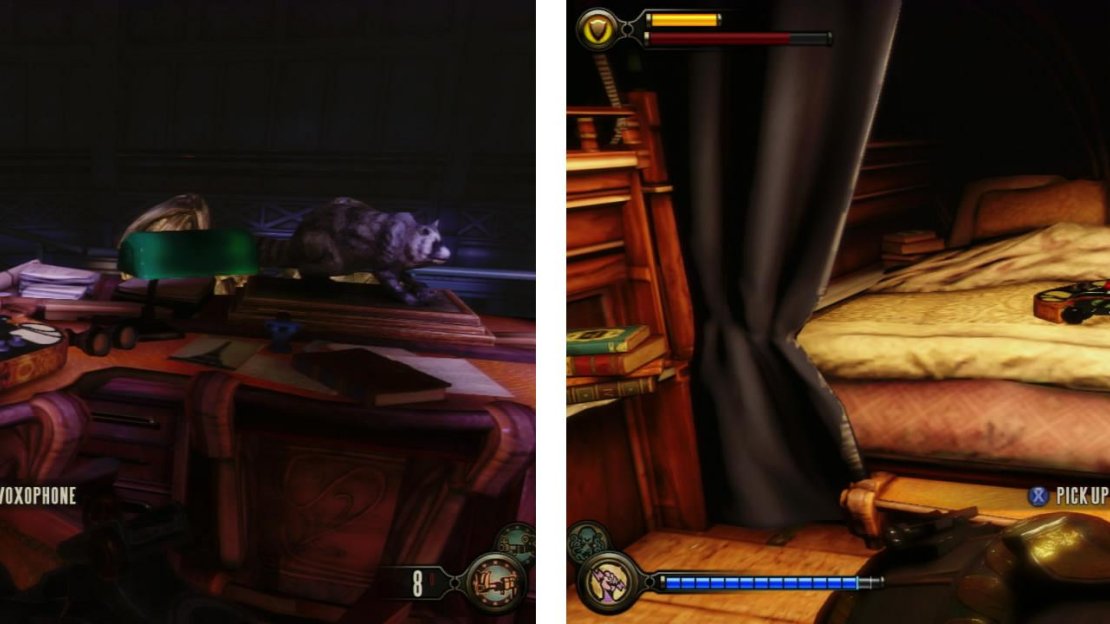 There are two Voxophones, one through the left door (left) and one through the right door (right).