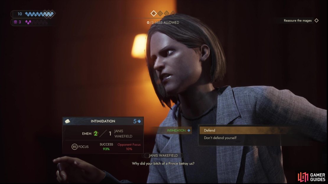 Janis Wakefield’s stage is a simple Intimidation check.