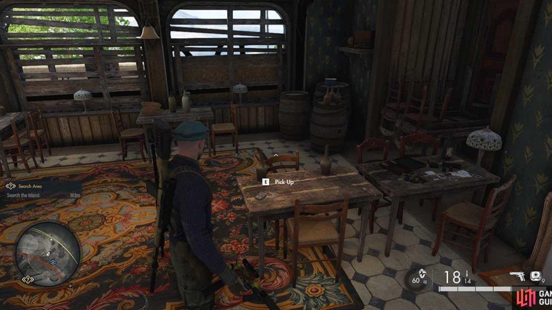 You’ll find the cards on a table inside the bar.