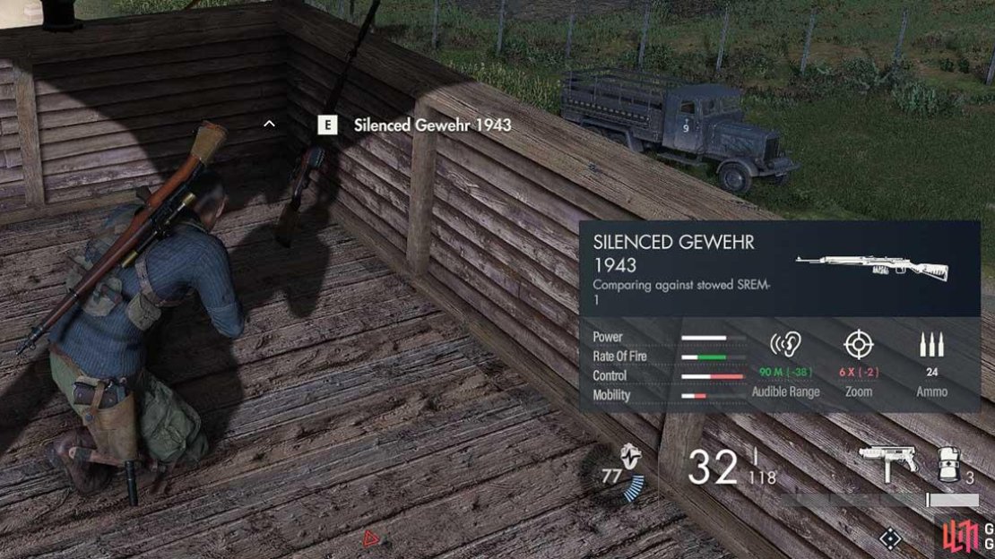 A weapon’s stat box is handy to see how  noisy it will be when fired.
