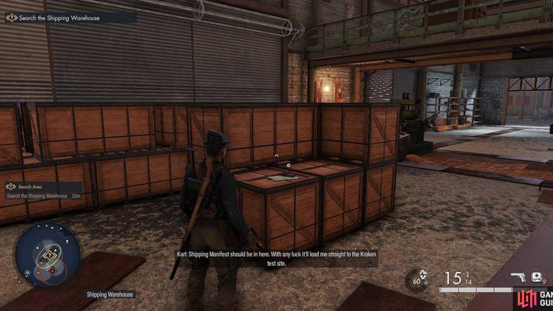 You’ll find the item on top of these storage containers in the warehouse.