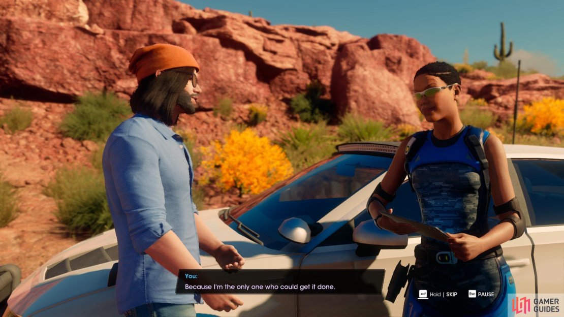 Gwen will be waiting a short drive away to give you your mission briefing.