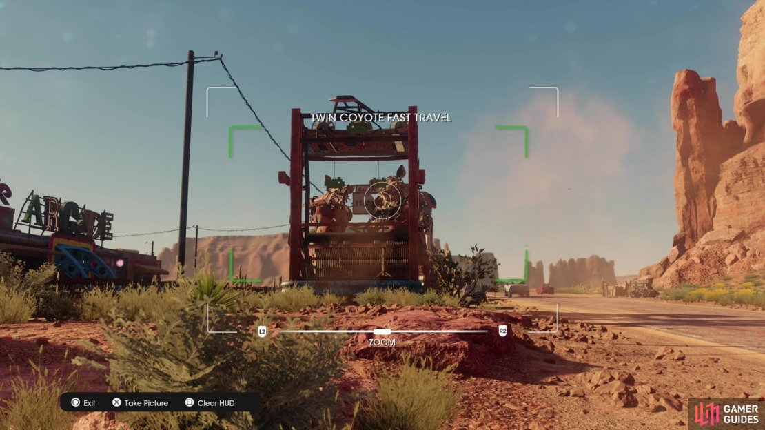 Take a picture of the Twin Coyote statues to unlock this Fast Travel.