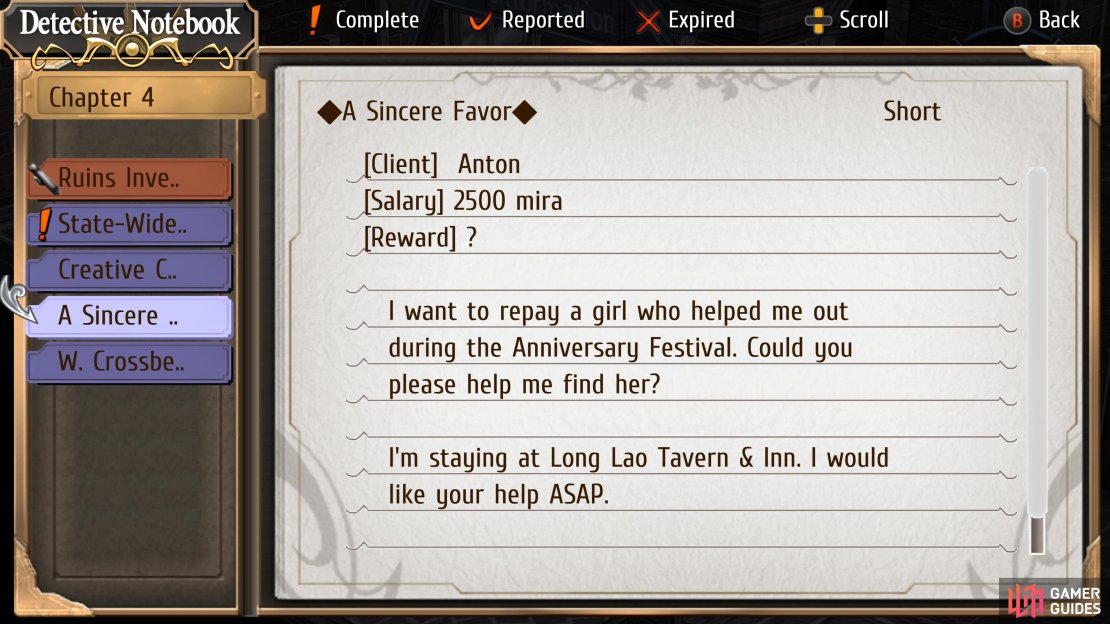 A Sincere Favor is a request on Chapter 4 Day 1.