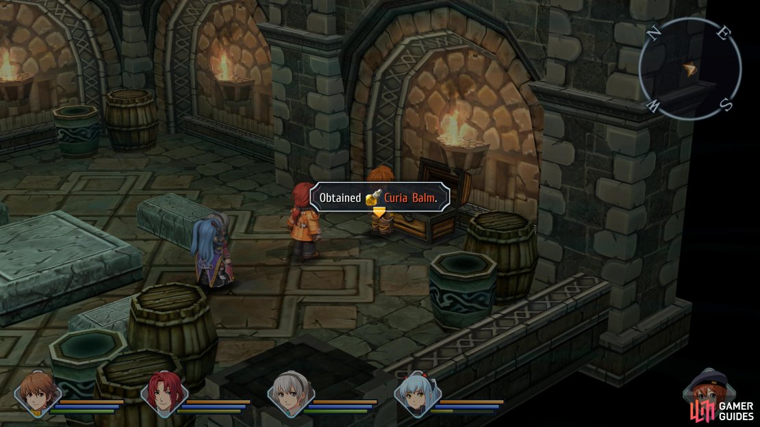 Ignore the stairs and go through the door to find a Curia Balm