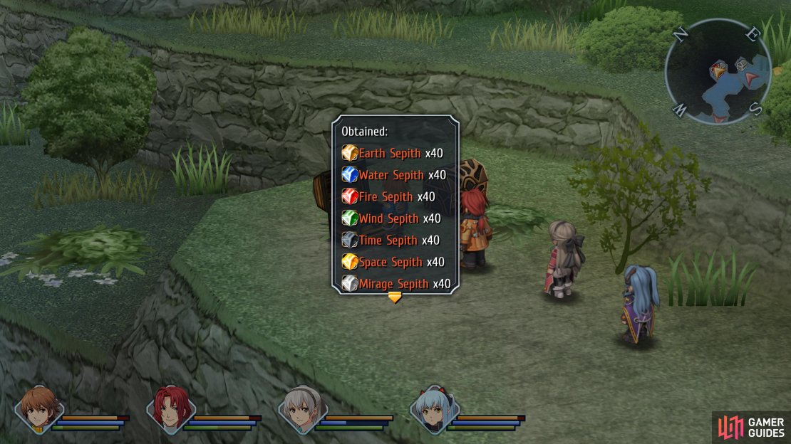 Open the chest on the left for a haul of Sepith