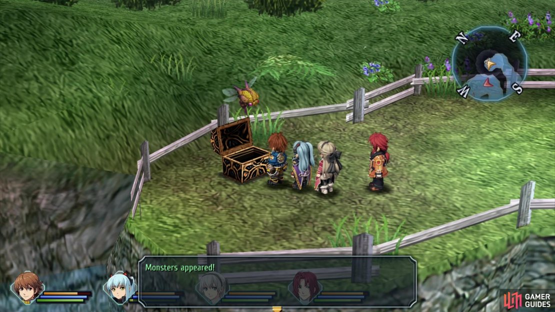 Cross a bridge to find a chest that contains an ambushing squadron of six Head Hunters!