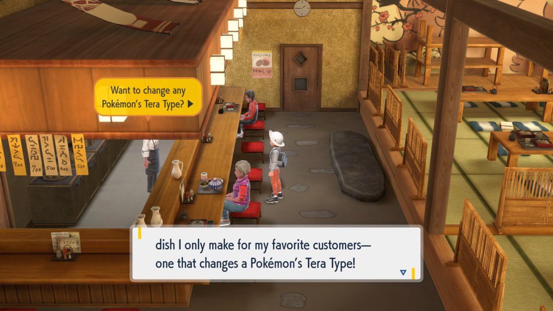 You can change your Tera Type by heading to the restaurant in Medali.