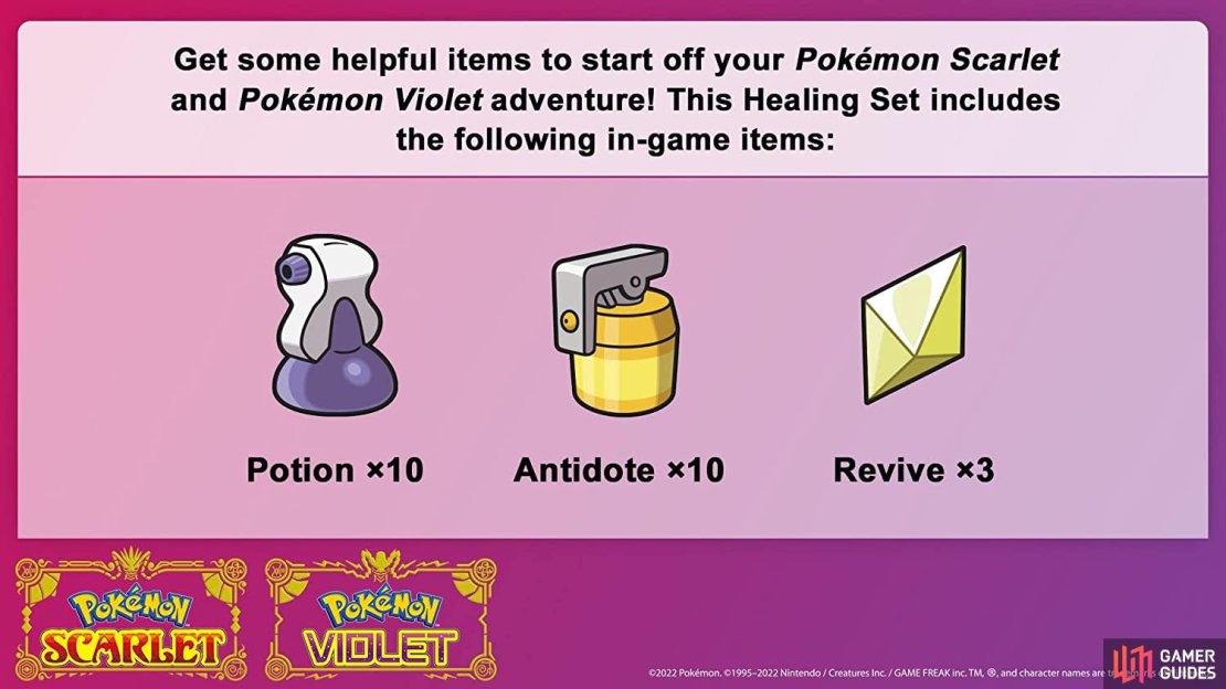 Items included in the Healing Set. (Credit: The Pokémon Company)