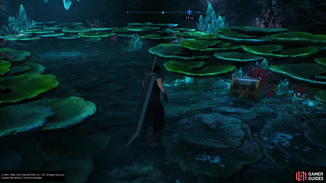 Search to your right as soon as you enter the Lake to find the !Life Materia