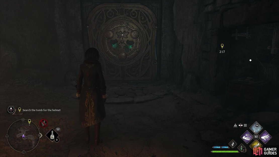 The main barrier to progress in the witch’s tomb are sealed moth doors.
