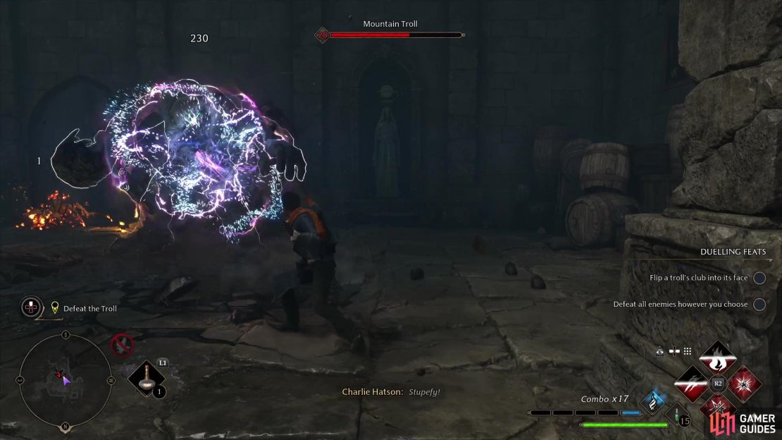 Use !Stupefy to stun the Troll