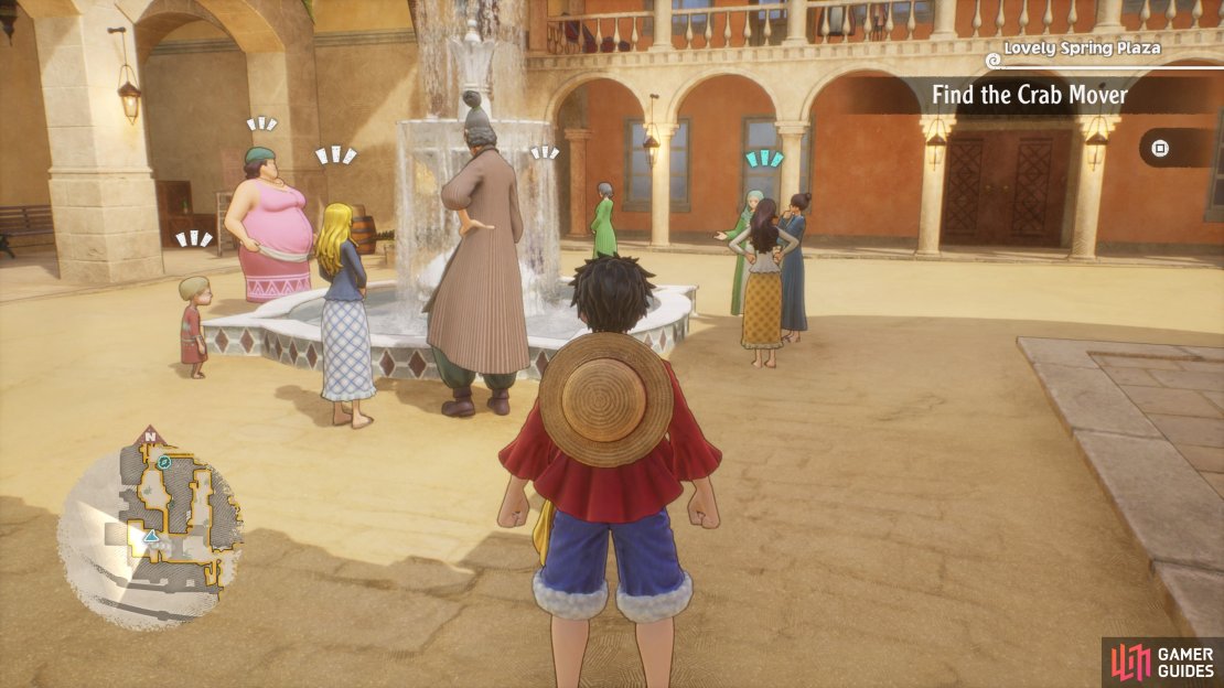 Speak to the lady by the fountain to get a lead on the lotion
