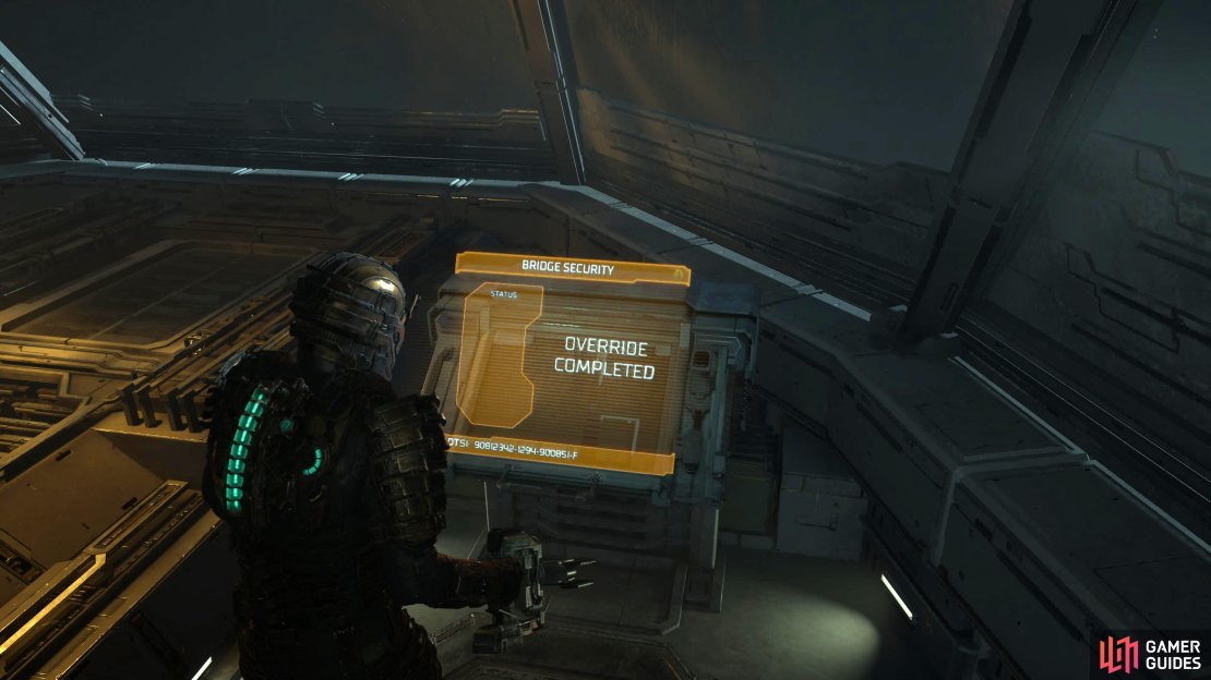 Head back to the console in the Captain’s Nest with all the RIGS to acquire the Master Override Keycard.