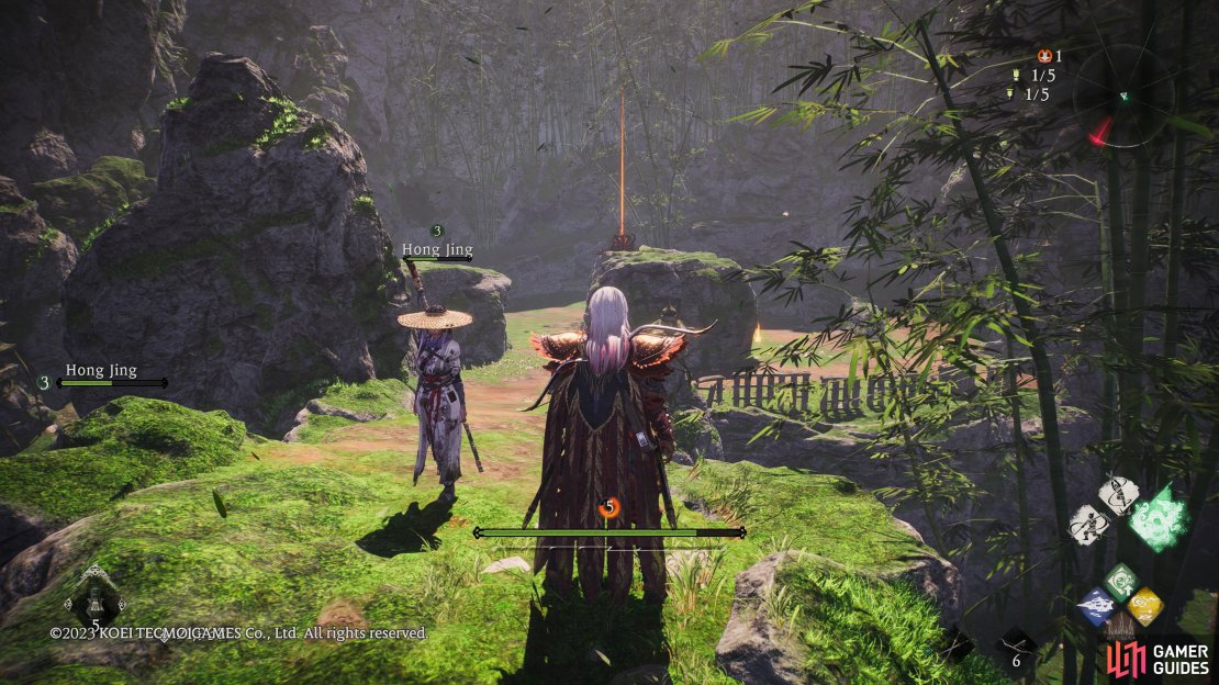 You can find this battle flag sitting on top of a rock.