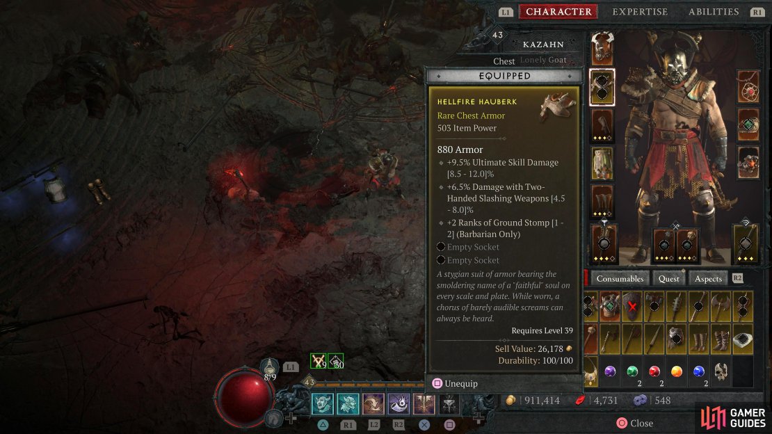 You’ll get the Hellfire Hauberk as a reward for completing the quest.