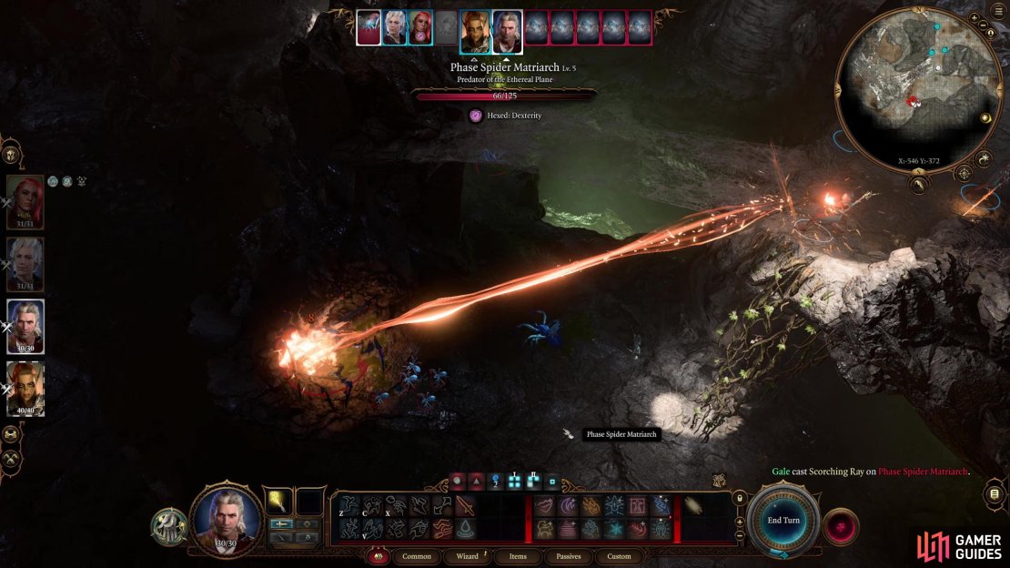 Hit the Phase Spider Matriarch with your most potent attacks to whittle down her immense 125 Hit Points,