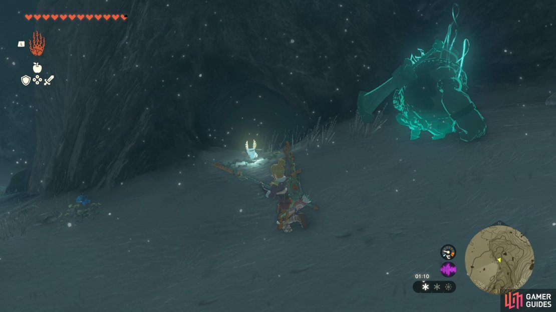 Follow a Blupee into a nearby cave