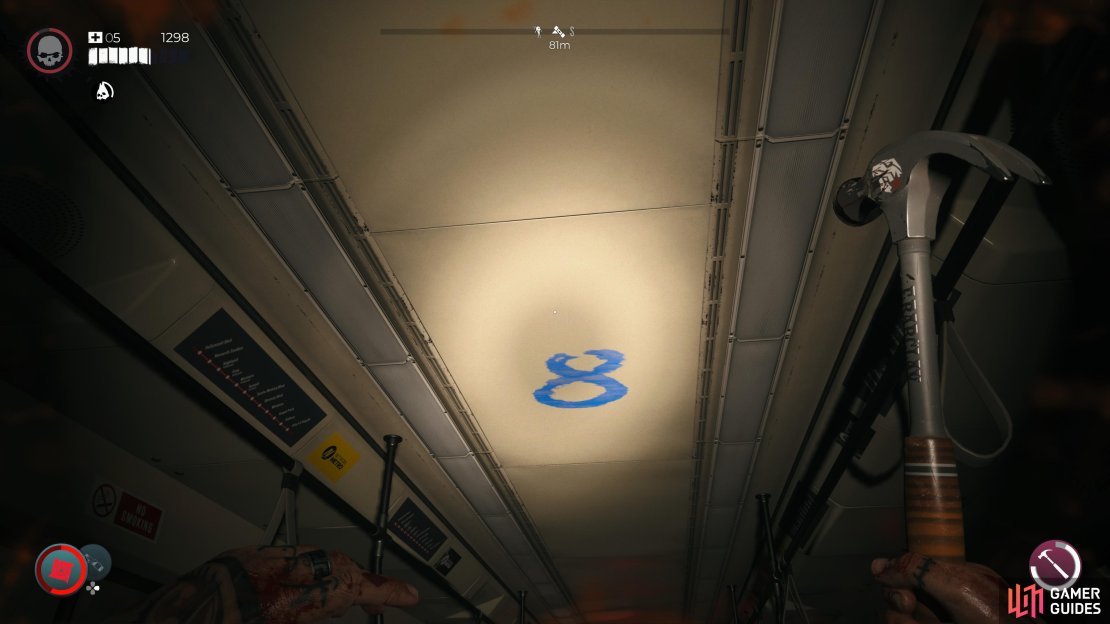 Nadia’s code on a Metro train car ceiling.
