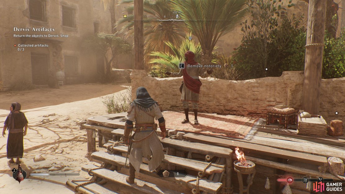 Munadi NPCs can be bribed with Power Tokens to decrease your notoriety.