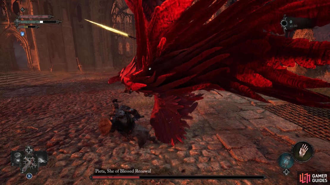 Charging Grab 1: In the second phase, Pieta will charge for you from afar.