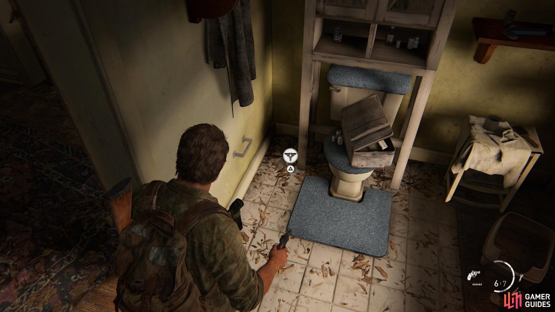 Collect the Firefly Pendant - Peter Mrozik from the bathroom floor.