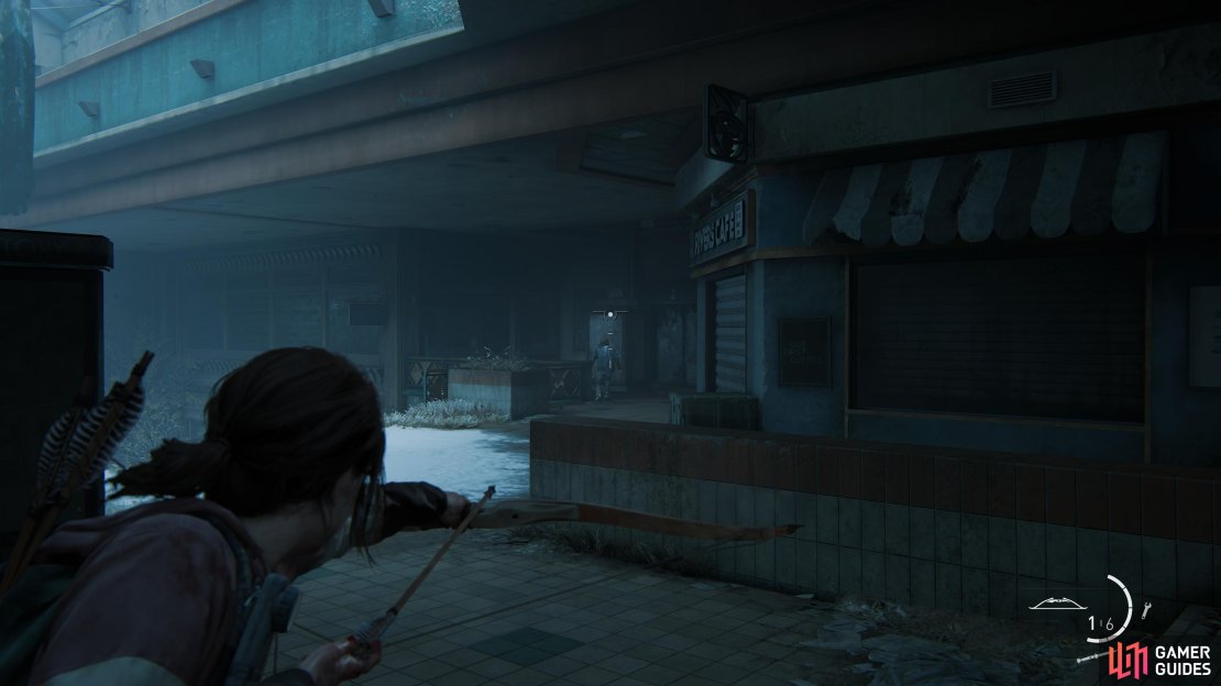 Take out the guard on the right with your bow