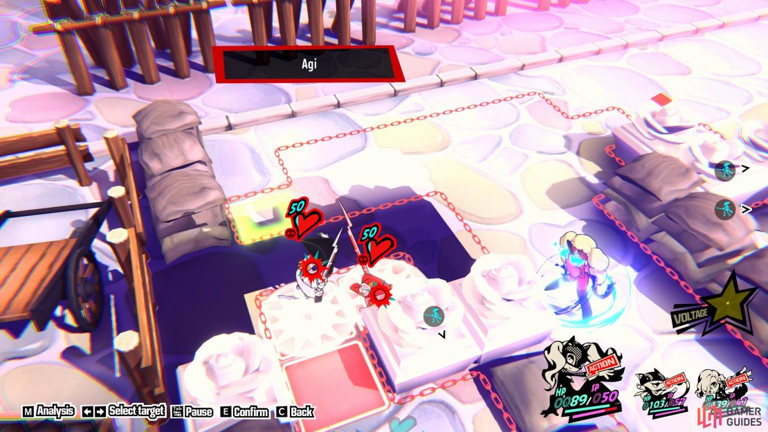Cast Agi on the two enemies at the back of the left sandbags with Ann.