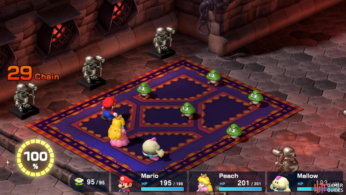 Battle Course 1 - Room 1 - Battle 1: Here, you’ll fight five Pro Goombas.