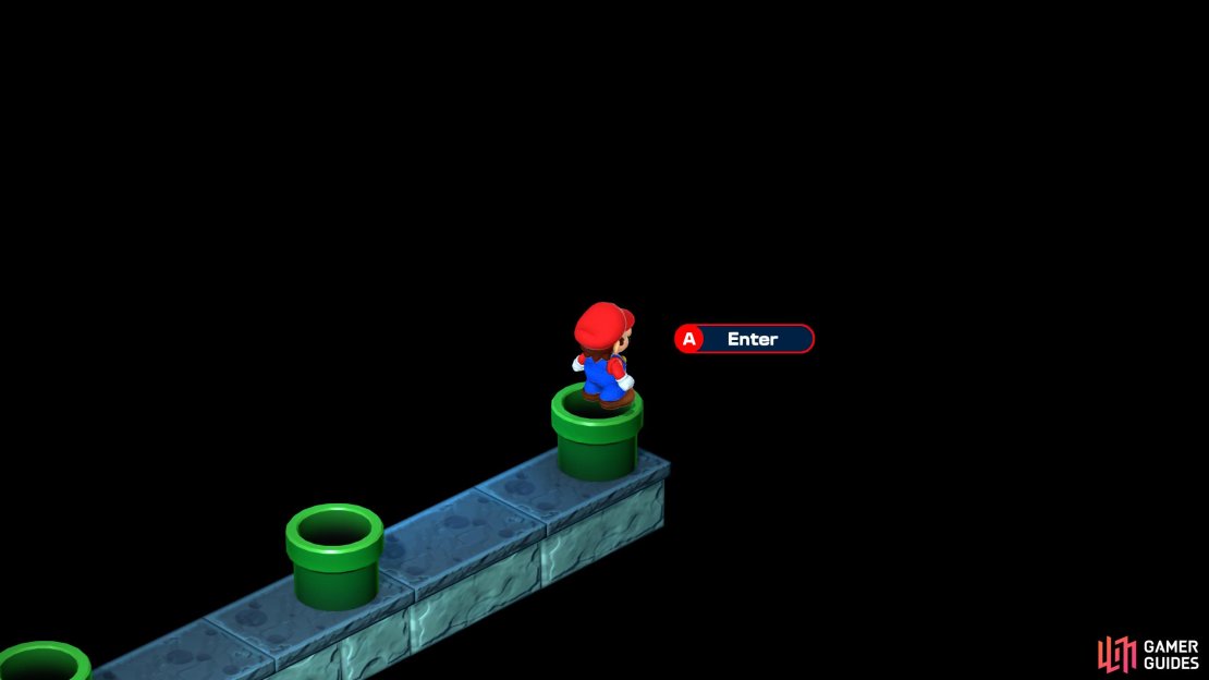 Take the last pipe down into the next area.