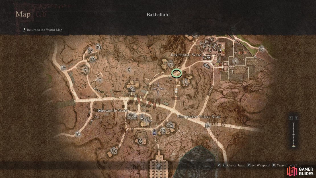 The Residential Ward Dispute can be found near Flavio’s Workshop and the Rare Book Stand.